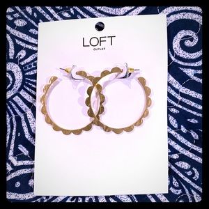 Loft Outlet Gold Scalloped Hoop Earrings